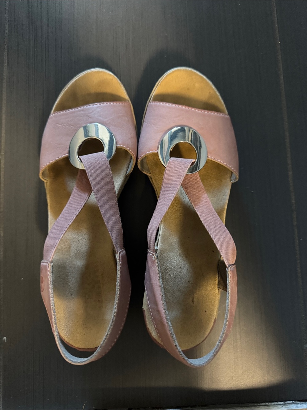 Rieker Womens Pink Slingback Sandals with Silver Ring Accent